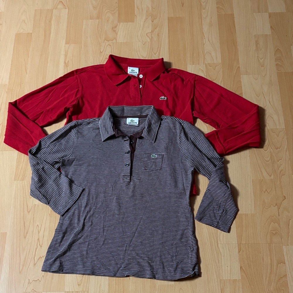 Lacoste Red and Black Striped Polo Duo